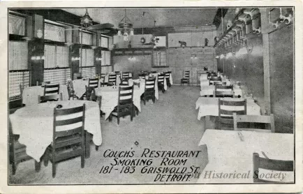 Postcard - Couch's Restaurant, Smoking Room, 181-183 Griswold St. Detroit.