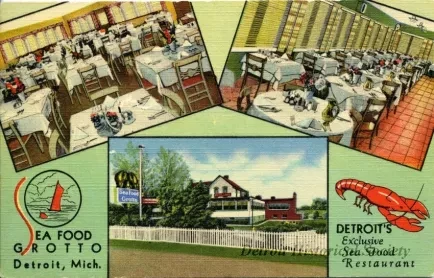 Postcard - Sea Food Grotto, Detroit, Mich. Detroit's Exclusive Sea Food Restaurant.