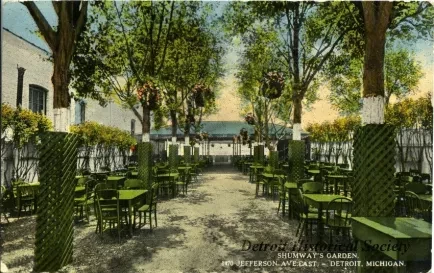 Postcard - Shumway's Garden,
1470 Jefferson Ave. East. - Detroit, Michigan.