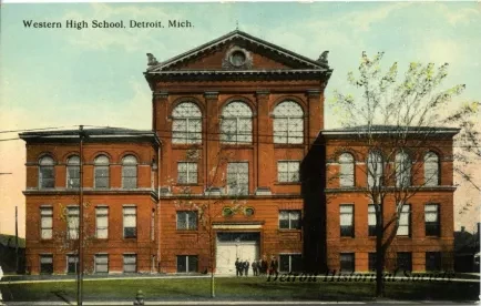 Postcard - Western High School, Detroit, Mich