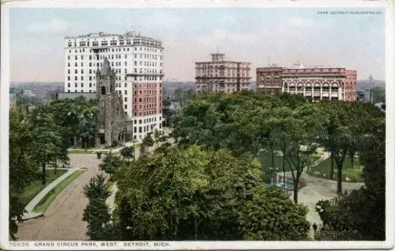Postcard - Grand Circus Park, West. Detroit, Mich.