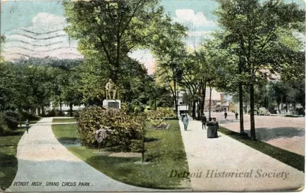 Postcard - Detroit, Mich., Grand Circus Park.
