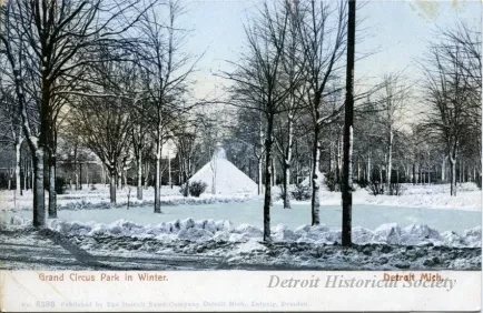 Postcard - Grand Circus Park in Winter. Detroit Mich.