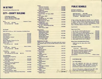 Brochure - Detroiters: They Represent You!  A Citizen's Guide to Elected Officials, 1980-1981