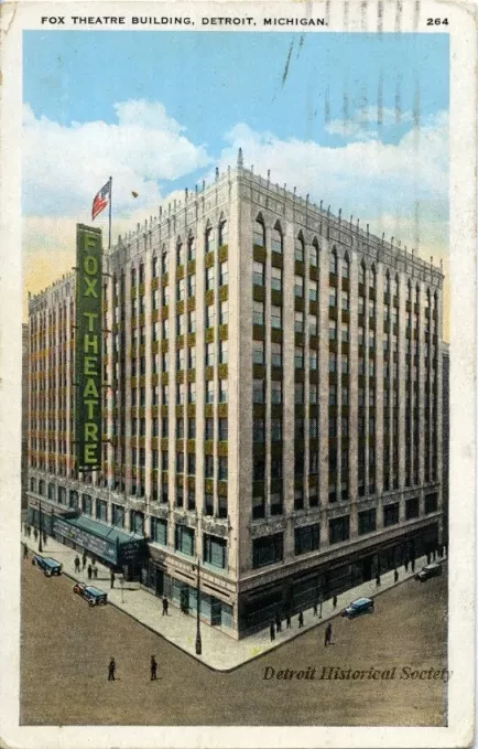 Postcard - Fox Theatre Building, Detroit, Michigan.