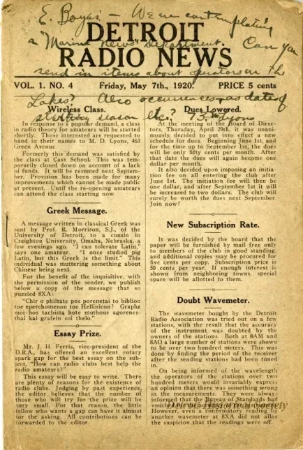 Newsletter - Detroit Radio News, Vol. 1, No. 4