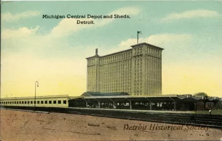 Postcard - Michigan Central Depot and Sheds, Detroit.
