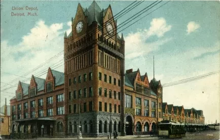 Postcard - Union Depot, Detroit, Mich.