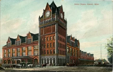 Postcard - Union Depot, Detroit, Mich.