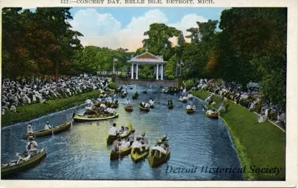 Postcard - Concert Day, Belle Isle, Detroit, Mich.