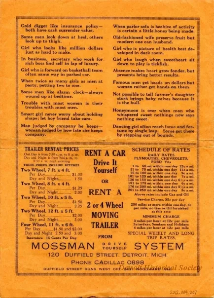 Advertisement - Mossman Drive Yourself System