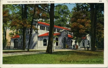 Postcard - The Elephant House, Belle Isle, Detroit, Mich.