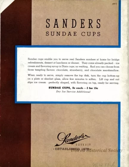 Menu - Sanders Sundae Cups