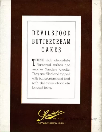 Menu - Sanders Devilsfood Buttercream Cake