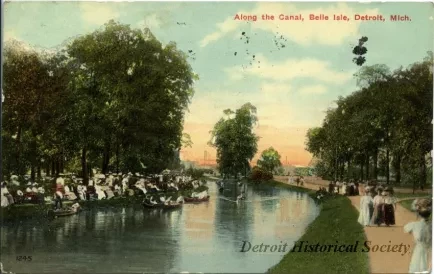 Postcard - Along the Canal, Belle Isle, Detroit, Mich.