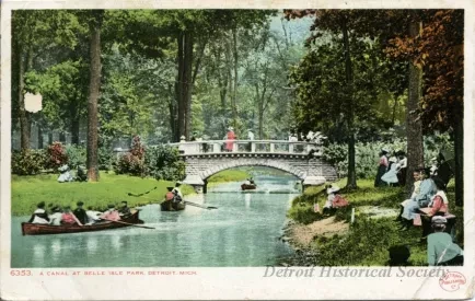 Postcard - A Canal at Belle Isle Park, Detroit, Mich.