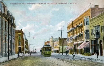 Postcard - Ouellette Ave., Looking Towards the River, Windsor, Canada.