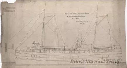 Drawing, Technical - Elevation Plan of Steamers 59 & 60 for
Flint & Pere Marquette Railroad Company
