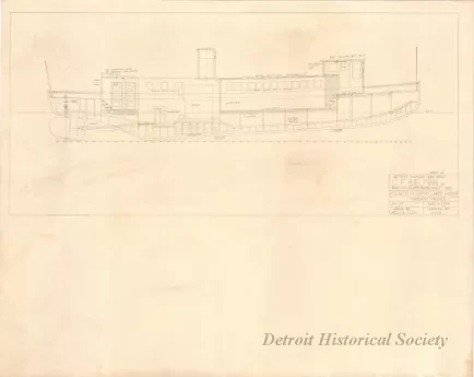 Drawing, Technical - Detroit Harbor Mail Boat, C. F. Bielman, Jr.