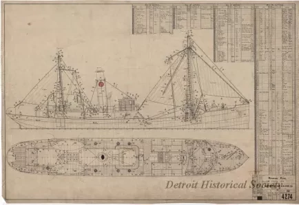 Drawing, Technical - Rigging Plan
[for trawler, Foam]