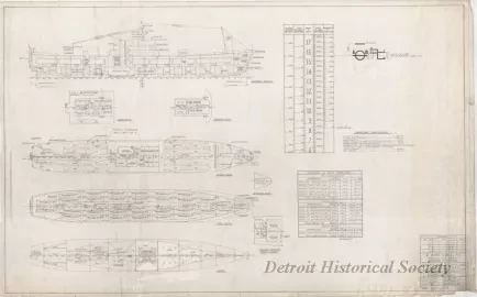 Drawing, Technical - Sea-Land Service, Inc.
MV [Motor Vessel] New Yorker, General Arrangement and Capacity Plan