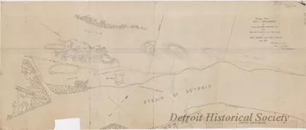 Map - Tracing from a Map of Springwells by Lieuts. Macomb & Warner, T.E. [Topographical Engineers], 1841, with the Addition of Outlines of Fort Wayne and Public Grounds, Sept., 1865.