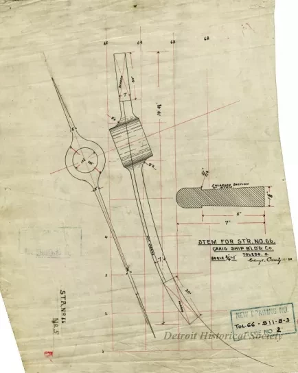 Drawing, Technical - Stem for St'r. [Steamer] No. 66