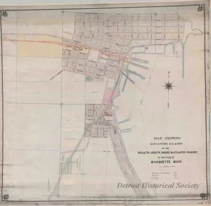 Map - Map Showing Location & Lands of the 
Duluth, South Shore & Atlantic Railway in the City of Marquette, Michigan