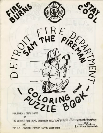 Book, Coloring - Detroit Fire Department Sam the Fireman Coloring and Puzzle Book
