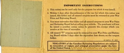 Coupon, Ration - Mileage Ration Identification Folder