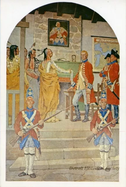 Postcard - The Conspiracy of Pontiac, Detroit Public Library