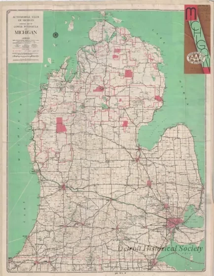 Map - Automobile Club of Michigan,
Official Map of Lower Peninsula of Michigan