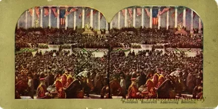 Stereograph - President Roosevelt Addressing Senators