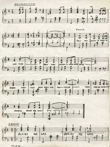 Music, Sheet - "Jerry" Me Lad
