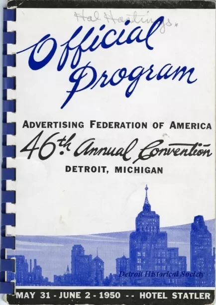 Booklet - Official Program, Advertising Federation of American 46th Annual Convention, Detroit, Michigan