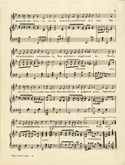 Music, Sheet - When Grand Circus Park Was Uptown