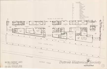 Drawing, Architectural - Meeting & Banquet Halls, 
First Floor Plan, 
Cobo Hall - Convention Arena, 
Civic Center - City of Detroit, Michigan