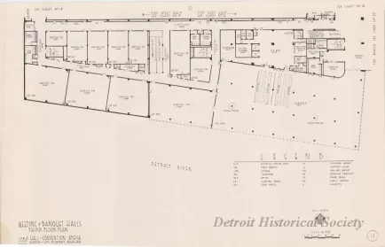 Drawing, Architectural - Meeting & Banquet Halls, 
Third Floor Plan, 
Cobo Hall - Convention Arena, 
Civic Center - City of Detroit, Michigan