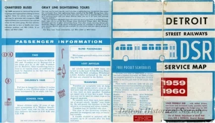 Map - Detroit Street Railways Service Map 1959-1960