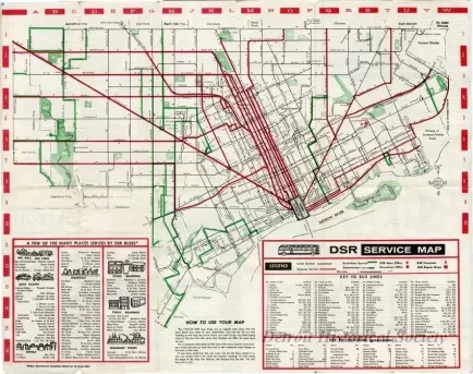 Map - Detroit Street Railways Service Map 1959-1960