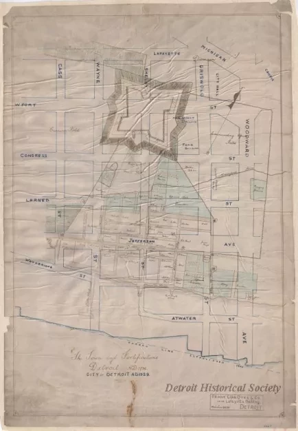 Map - The Town and Fortifications of Detroit A.D. 1796,
City of Detroit A.D. 1929