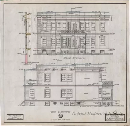 Drawing, Architectural - Front Elevation [and] Side Elevation