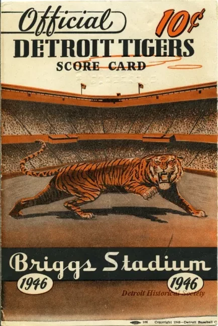 Scorecard - Official Detroit Tigers Score Card
Briggs Stadium, 1946