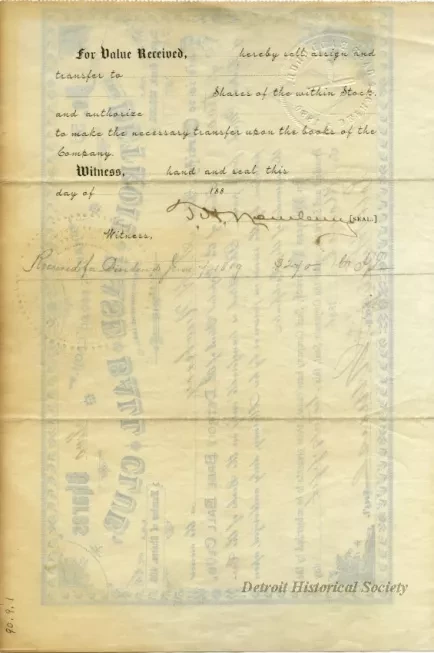 Certificate, Stock
