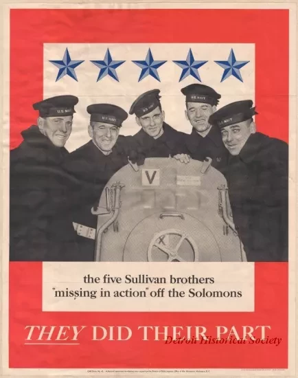 Poster - The Five Sullivan Brothers 'Missing in Action' Off the Solomons - 
They Did Their Part