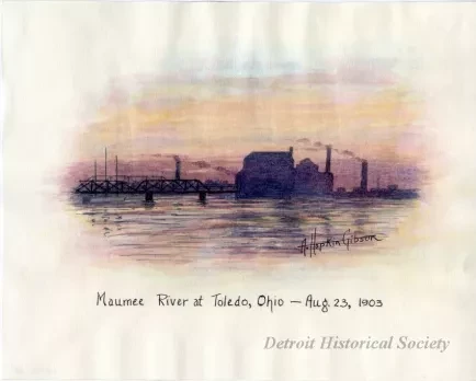 Painting - Maumee River in Toledo, Ohio-Aug. 23, 1903