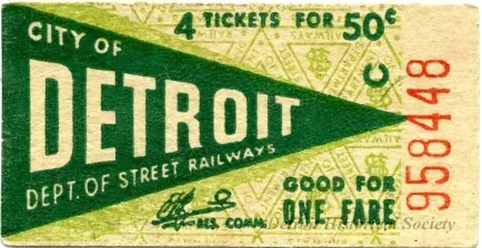 Ticket - City of Detroit Dept. of Street Railways