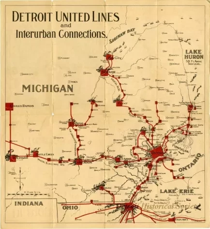 Map - The Trolley Way Into and Out of Detroit