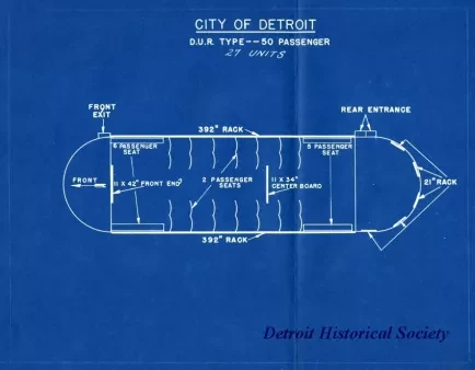 Blueprint - City of Detroit, D.U.R. Type--50 Passenger, 27 Units