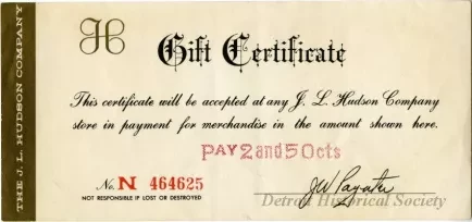 Certificate, Gift
